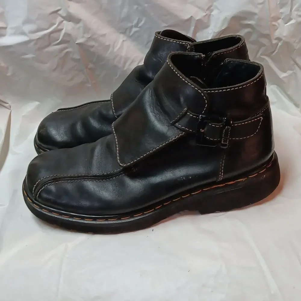 Dr. Martens Black Leather Buckle Boots Men's 12 Preowned
